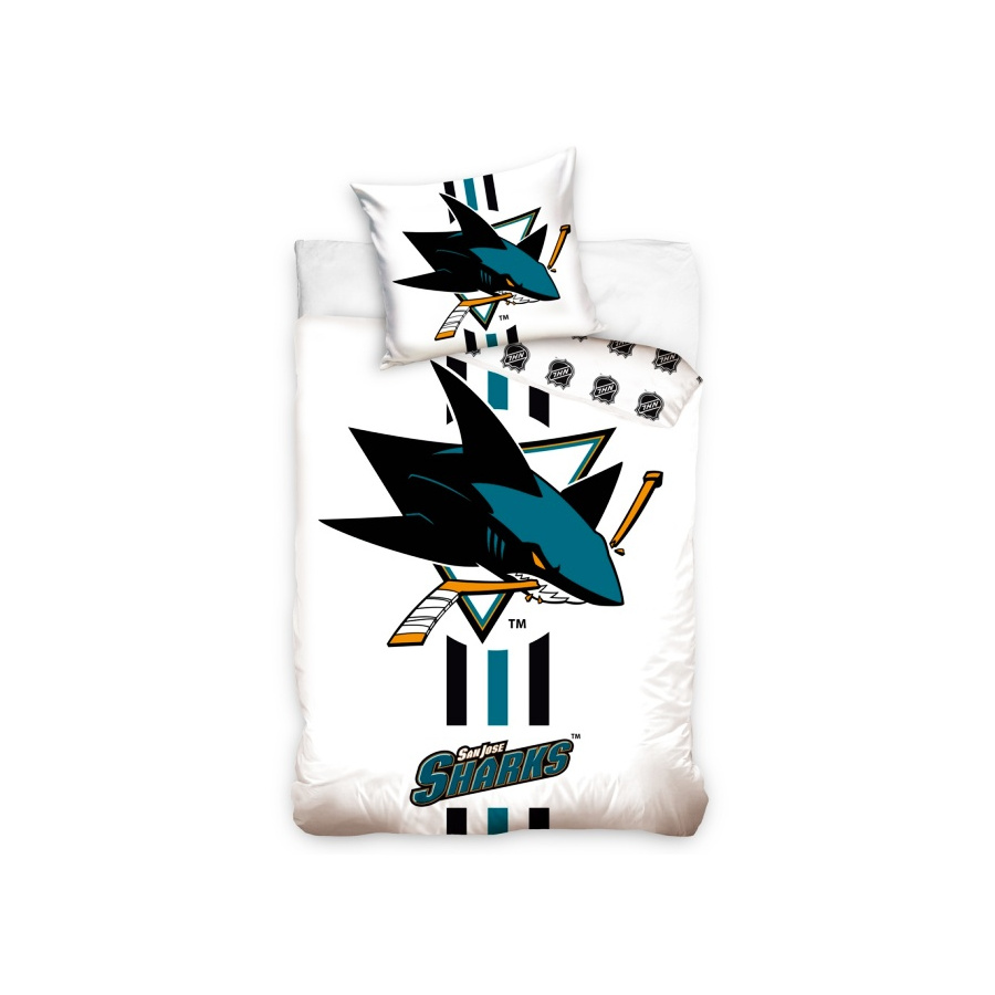 NHL SAN JOSE SHARKS WHITE POSTEĽNÉ OBLIEČKY